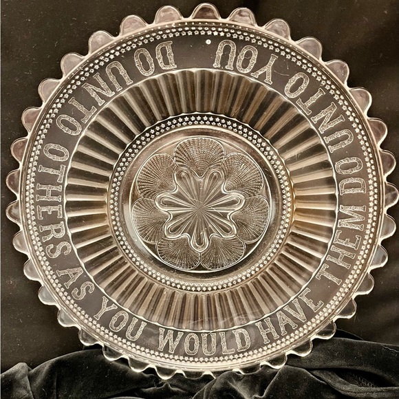 McKee and Brothers Bread Plate Glass EAPG 1880’s Golden Rule Dinner Meal Foodie - Picture 3 of 13
